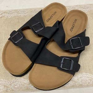 Mens WalkPro black faux leather sandals size 42 or 8.5 NEW